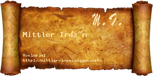 Mittler Irén névjegykártya